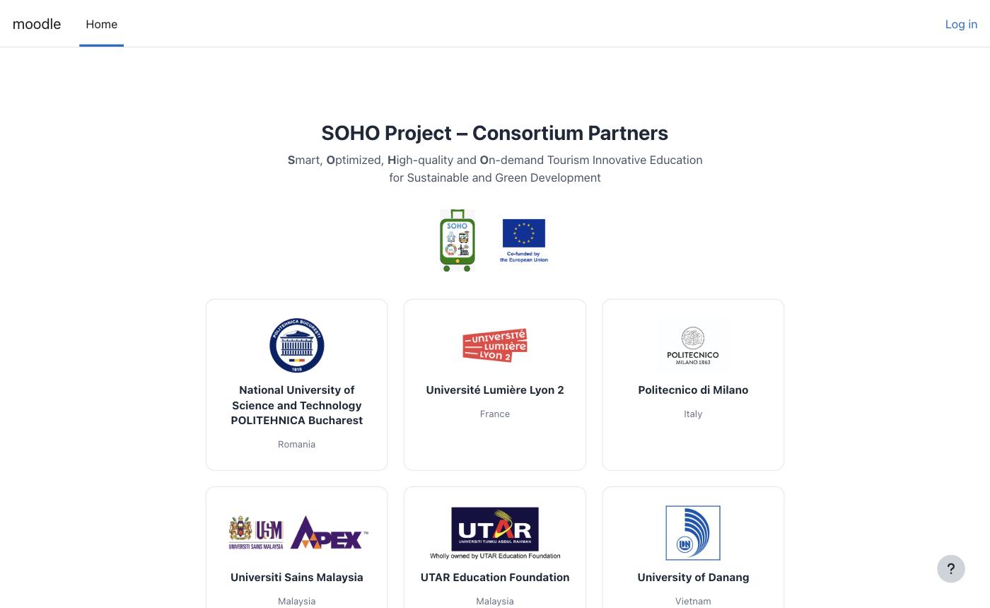 SOHO Moodle platform – home page